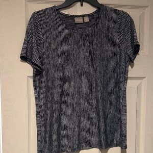 Chico's Black and White Striped Short Sleeve Top